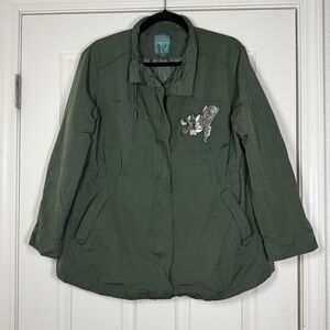 Crocodile Ladies Hummingbird Floral Water Resistant Utility Shacket Size 110/14